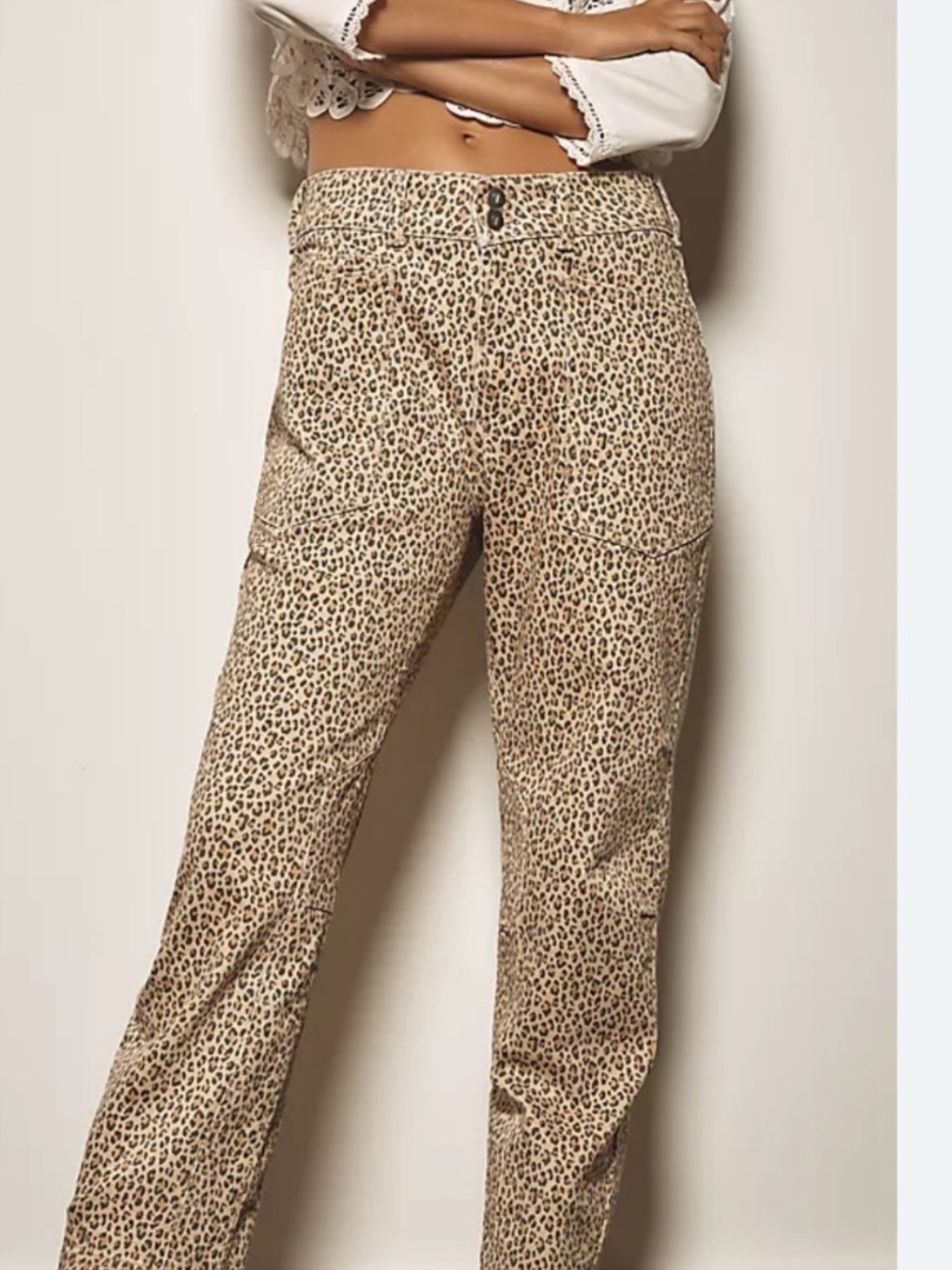 Pilcro Beige Leopard-Print jeans Anthropogy